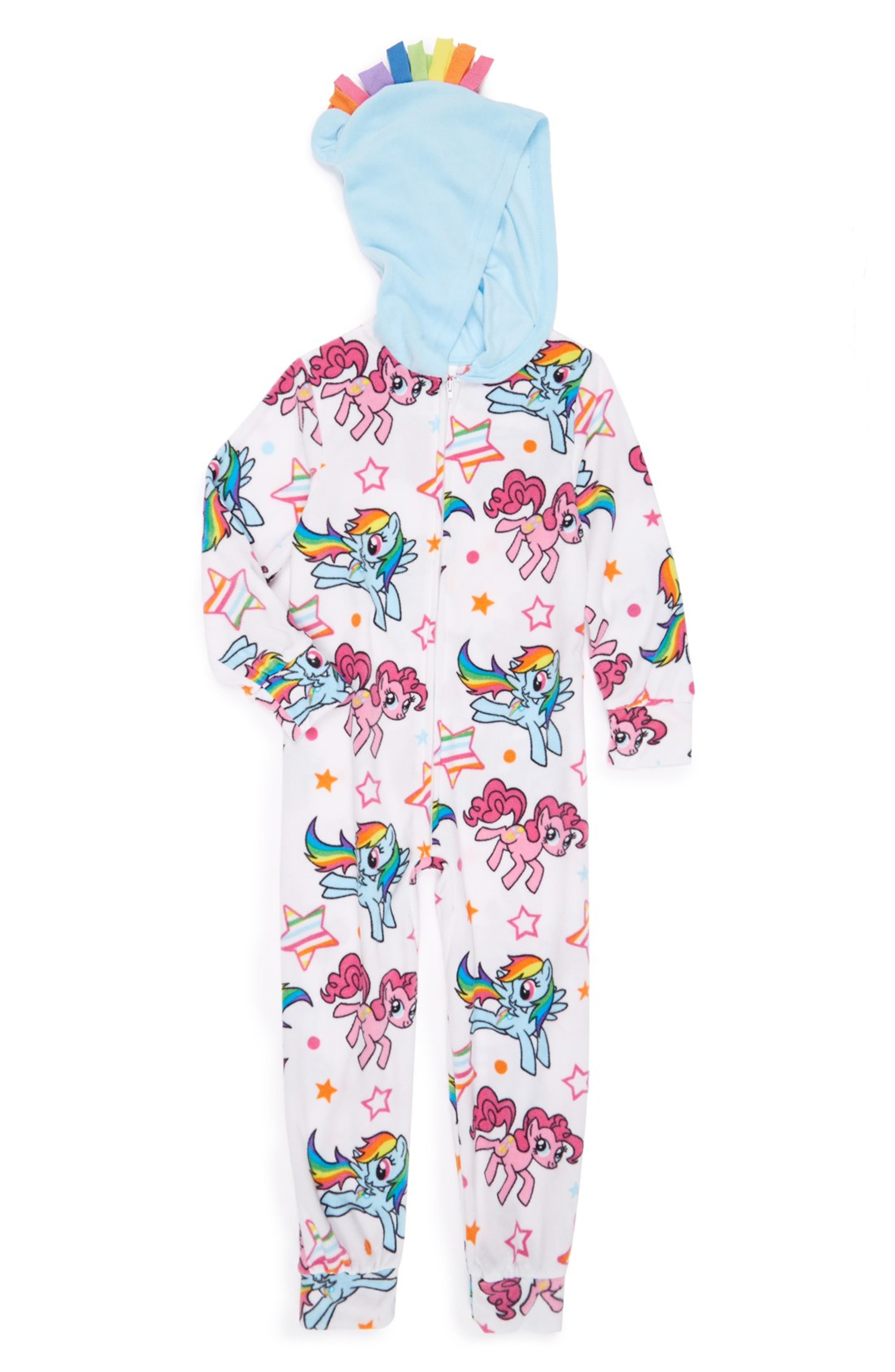My Little Pony 'Rainbow Dash' Hooded One-Piece Footie Pajamas (Little ...