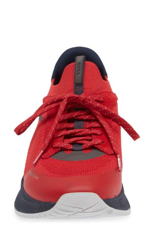 Hugo Boss Boss Ttnm Evo Knit Sneaker In Open Red