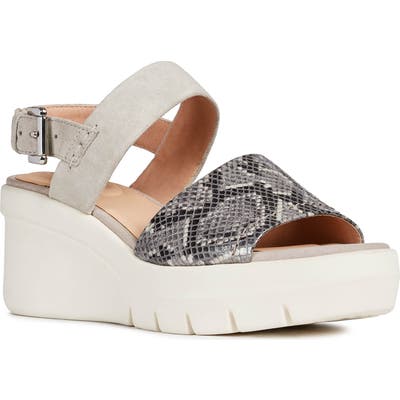 Geox Torrence Wedge Sandal, Grey