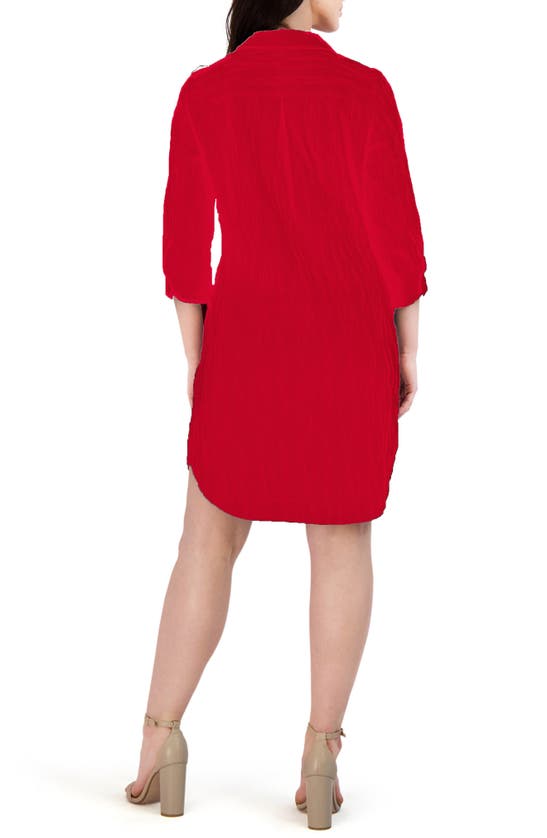 Shop Foxcroft Sloane Crinkle Popover Shirtdress In Simply Red