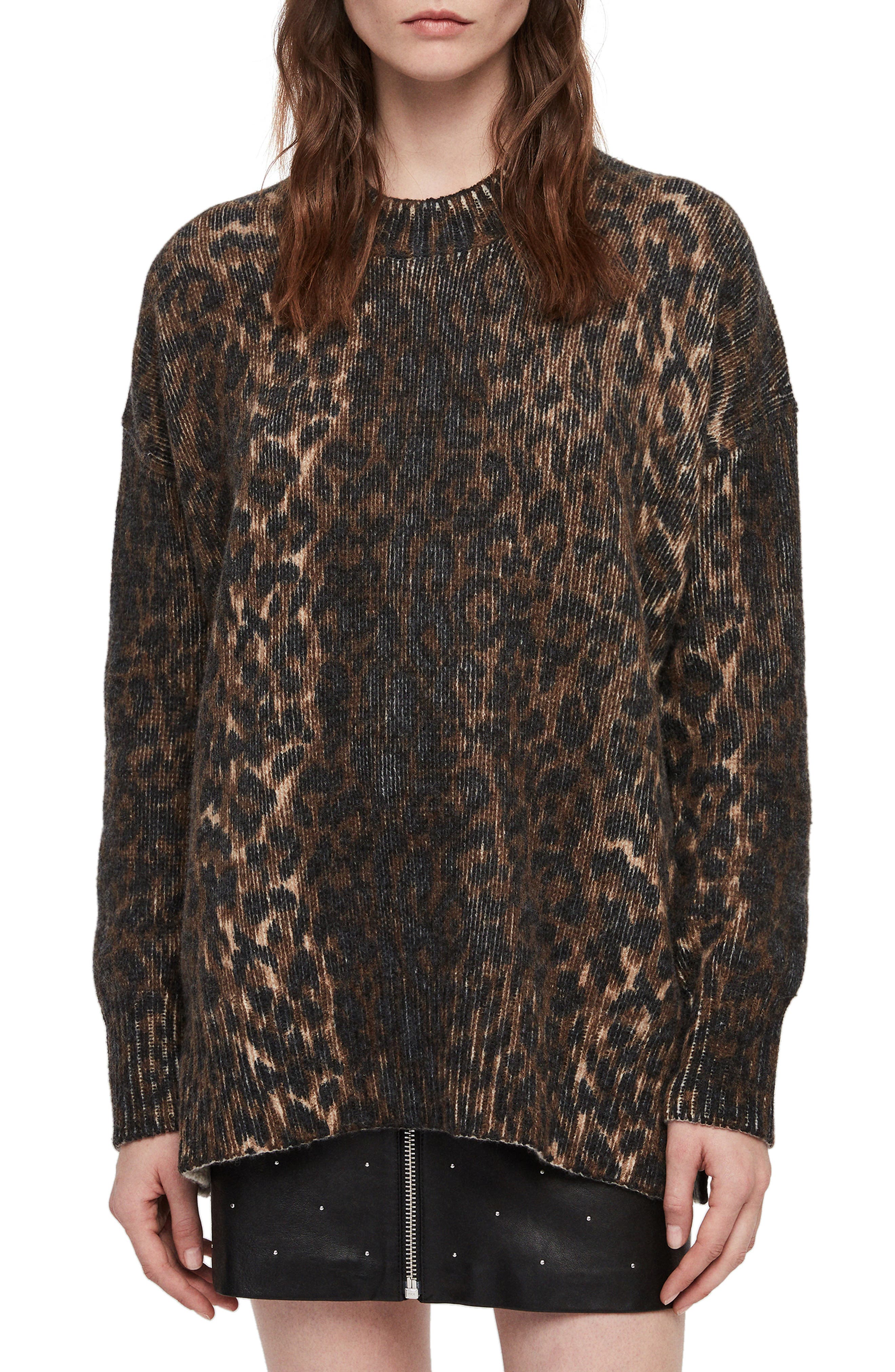 ALLSAINTS Leopard Crewneck Sweater Nordstrom