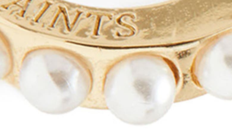 Shop Allsaints Set Of 2 Imitation Pearl Huggie Hoop Earrings In Pearl/ Gold