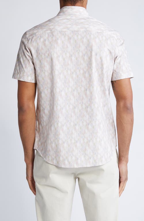 Shop Bugatchi Miles Ooohcotton® Leaf Print Short Sleeve Button-up Shirt In Dusty Rose