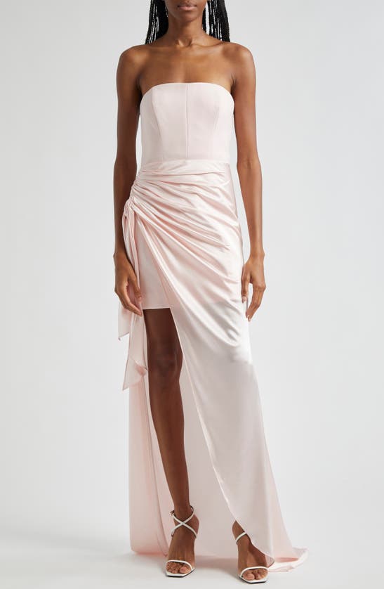 Shop Cinq À Sept Rania Strapless High-low Gown In Icy Pink