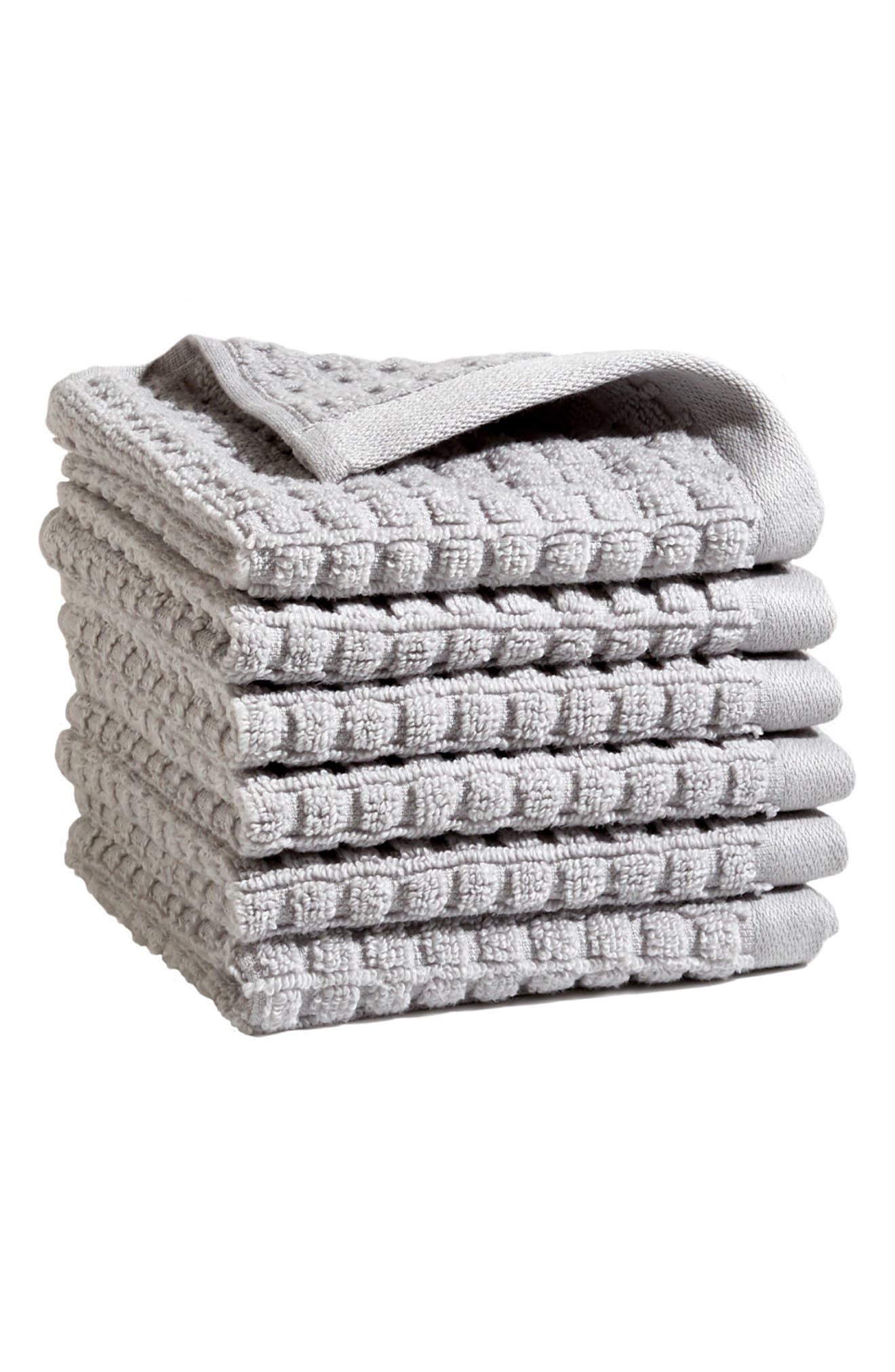 DKNY 6-Pack Cotton Washcloths in Grey at Nordstrom