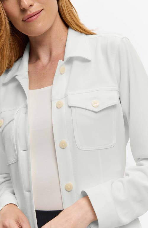 Shop Foxcroft Stella Crepe Knit Utility Jacket In Ecru