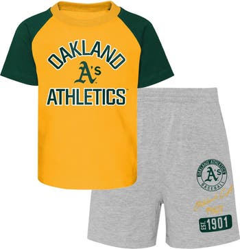 Outerstuff Infant Gold/Heather Gray Oakland Athletics Ground Out Baller  Raglan T-Shirt and Shorts Set