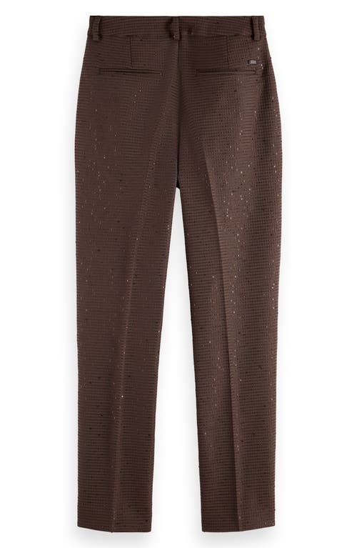 Shop Scotch & Soda Lowry Sequin Jacquard Straight Leg Pants In Coffee