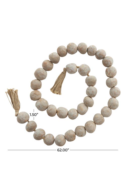 Willow Row Bohemian Ceramic Beaded Tassel Garland In Beige