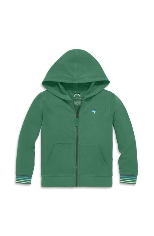 Shop Primary Stripe Trim Zip Hoodie In Chive