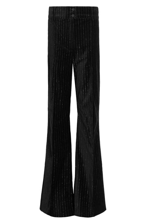 Shop Allsaints Sevenh Metallic Flare Velvet Pants In Black