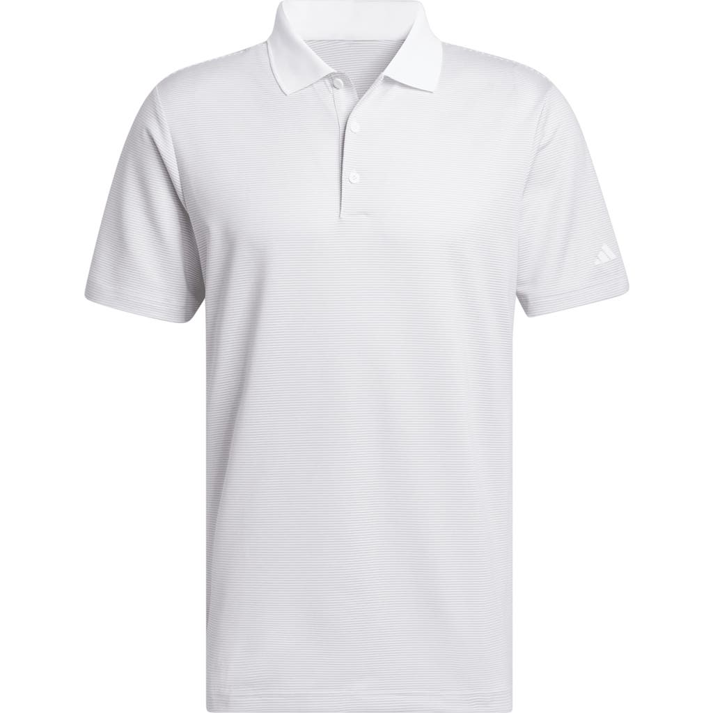 Adidas Golf Ottoman Rib Polo Shirt In White/grey Two