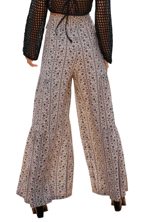 Vici Collection Mystic Wanderer Front Tie Wide Leg Pants In Sand/black