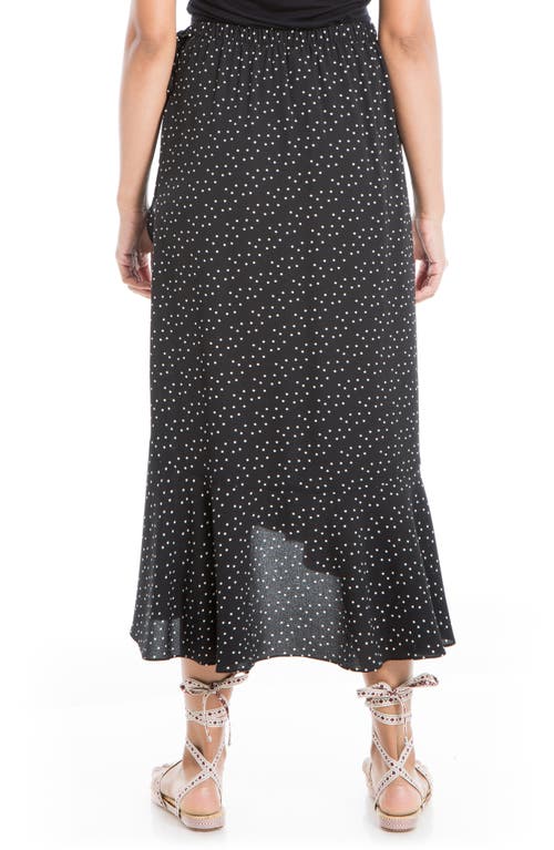 Max Studio Side Tie Ruffle Crepe Maxi Skirt In Black/cream