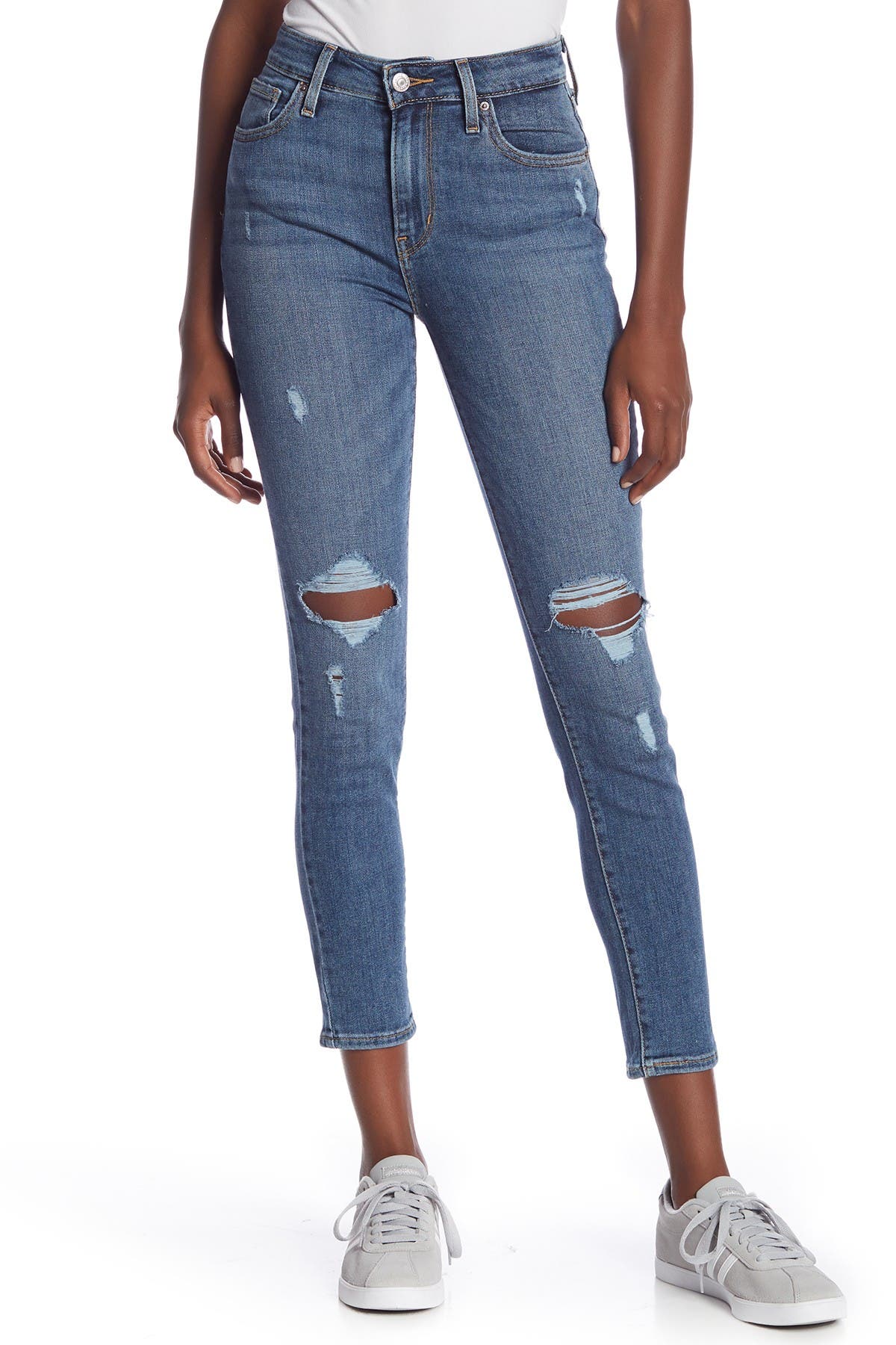 721 High Rise Distressed Skinny Jeans 