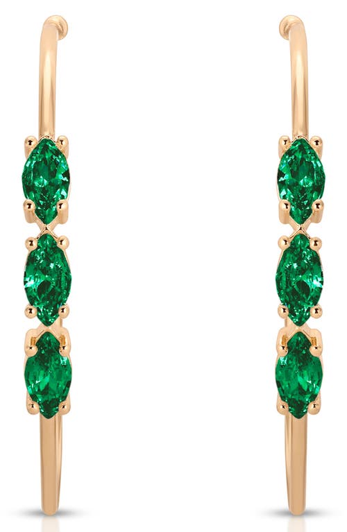 Ettika Triple Marquise Cubic Zirconia Hoop Earrings In Green
