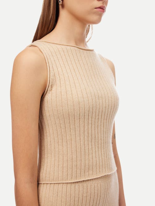 Gobi Mongolian Cashmere Organic Color Cashmere Crop Top In Beige