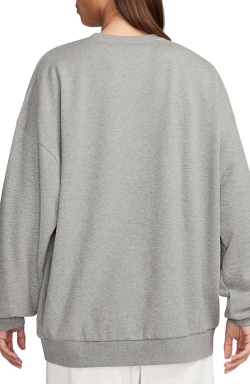 Shop Nike Club Fleece Oversize Crewneck Sweatshirt In Dark Grey Heather/smoke Grey