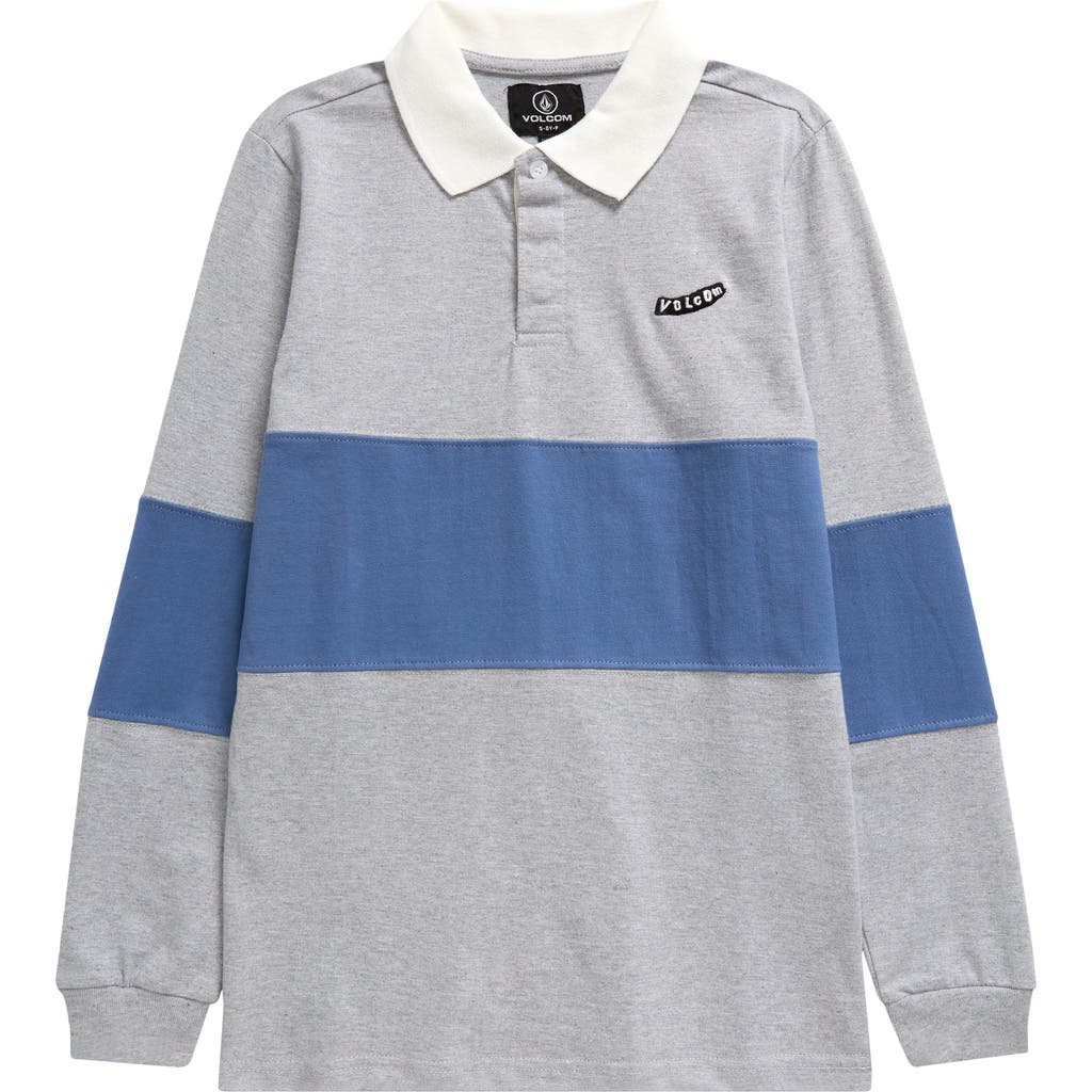 Volcom Big Boys Vando Colorblocked Long-sleeve Polo Shirt In Grey Heather