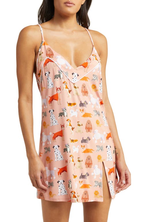 KILO BRAVA Print Slip Chemise in Happy Doggies