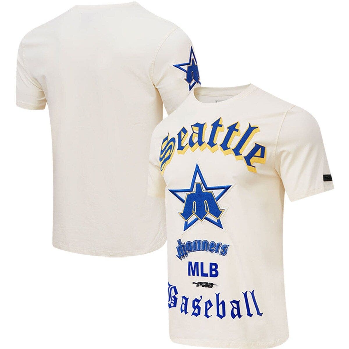 Men's Pro Standard Cream Seattle Mariners Cooperstown Collection Old English T-Shirt