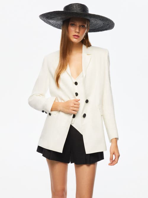 Nocturne Double-Breasted Linen Jacket in Ivory at Nordstrom