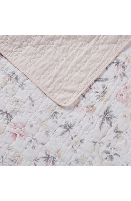 Laura Ashley Breezy Floral Twin Quilt & Sham Set In Pink Grey