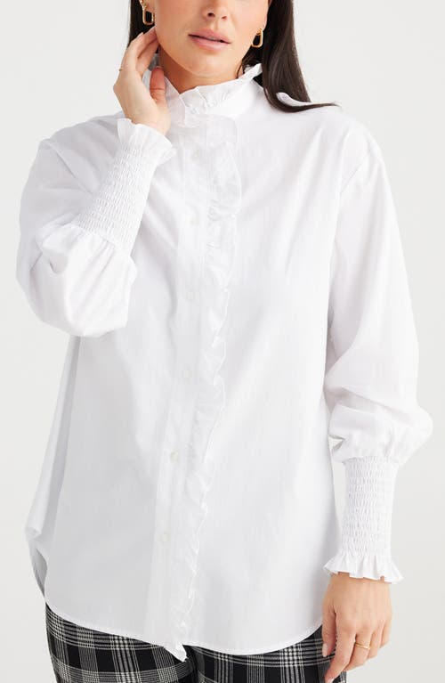 Shop Brave + True Brave+true Countess Ruffle Edge Button-up Shirt In White