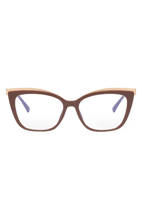 Fifth & Ninth Jami 53mm Cat Eye Blue Light Blocking Glasses In Brown
