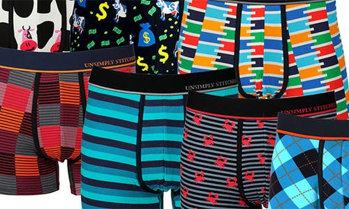 Unsimply Stitched 7-pack Assorted Stretch Cotton Trunks In Blue Multi