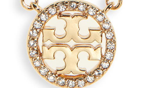 Tory Burch Miller Pave Logo Delicate Necklace In Tory Gold/crystal