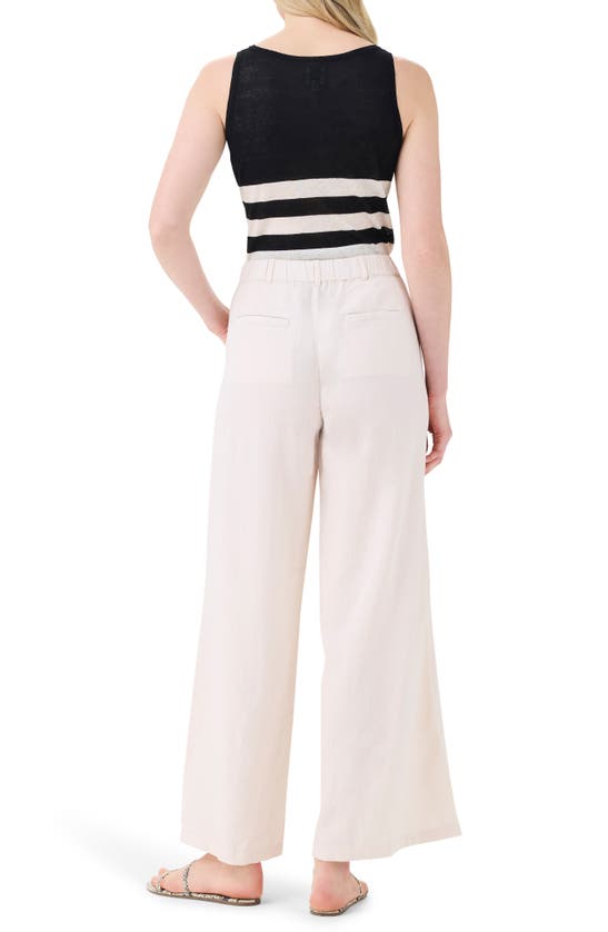 Shop Nic + Zoe Nic+zoe Rumba Organic Linen Blend Wide Leg Trousers In Canvas