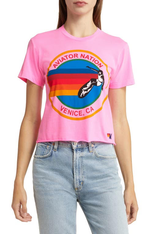 Aviator Nation Graphic Tee in Neon Pink