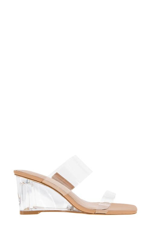 Bcbg Lorie Wedge Slide Sandal In Clear/tan