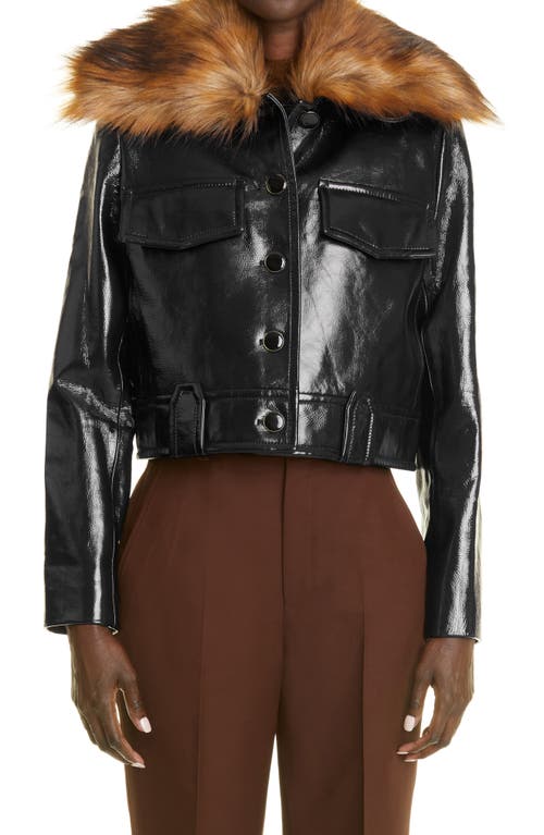 Khaite Women's Blanca Faux Shearling Collar Leather Jacket in Black
