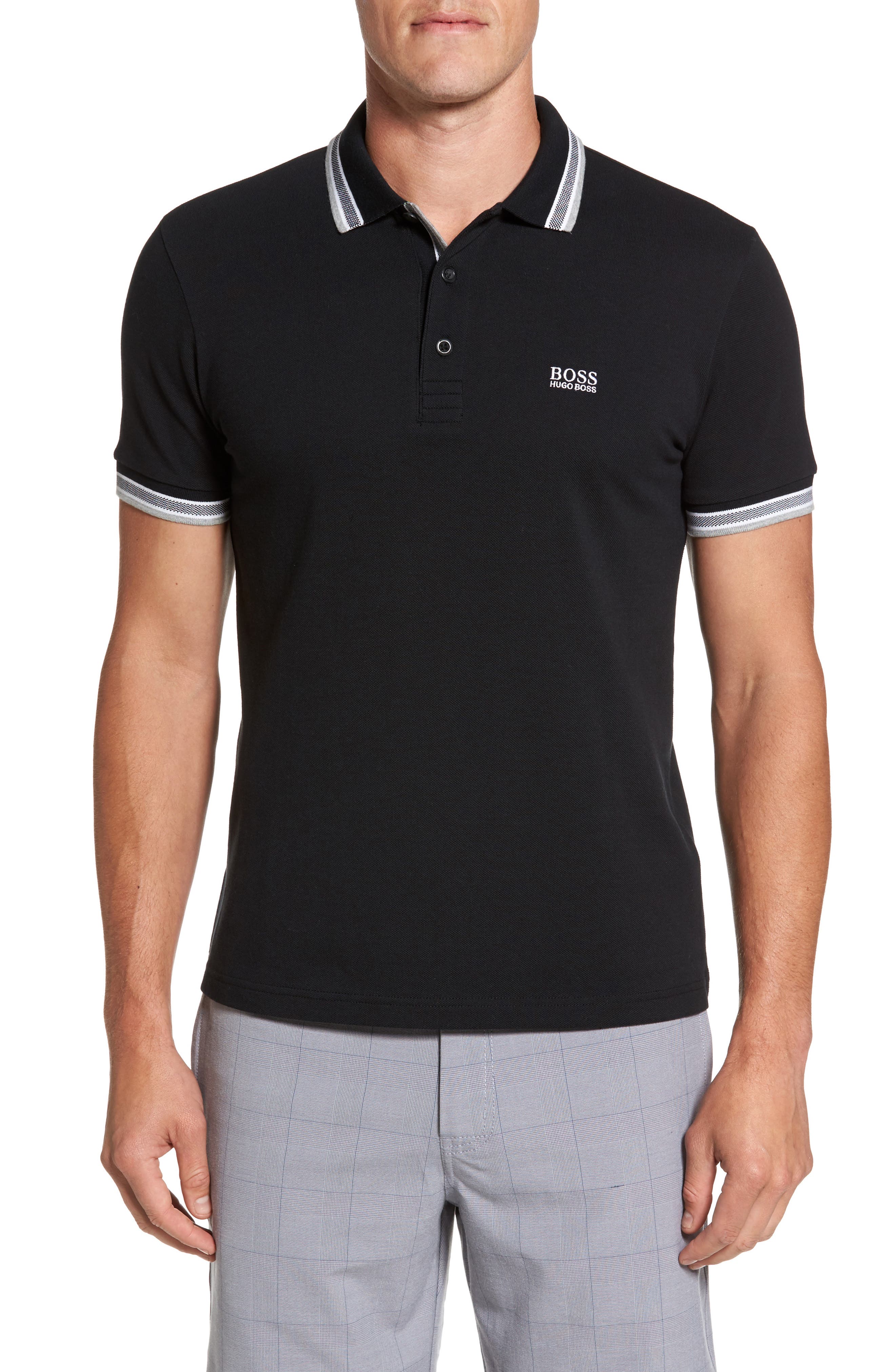 UPC 722557004729 product image for Men's Boss Green 'Basic' Pique Golf Polo, Size Large - Black | upcitemdb.com