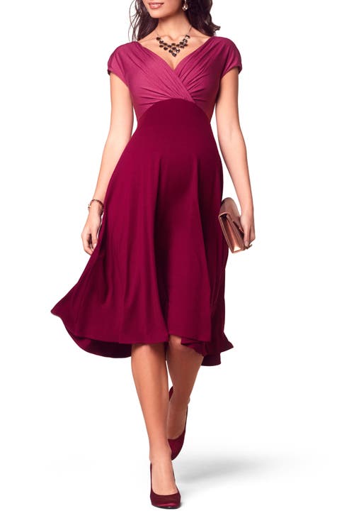 Maroon Berry Ruched Maternity & Nursing Maxi–