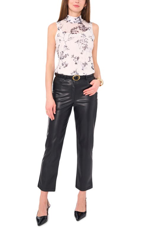 Shop Vince Camuto Floral Metallic Foil Sleeveless Top In Arctic Wolf