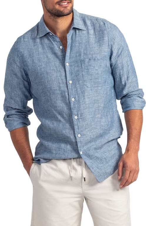 Rodd & Gunn Chaffeys Regular Fit Linen & Hemp Button-Up Shirt in Denim at Nordstrom, Size Medium