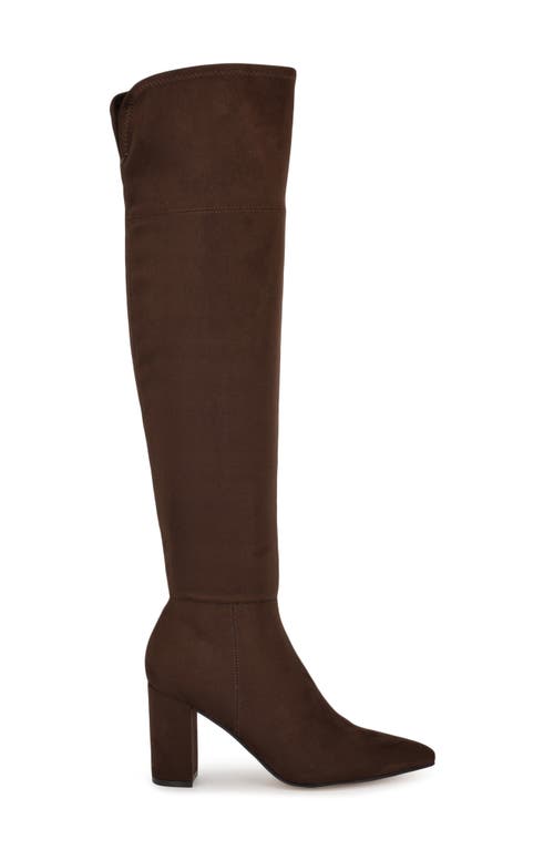 Shop Nine West Miykah Pointed Toe Over The Knee Boot In Dark Brown