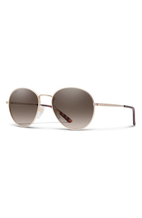Smith Prep 53mm Polarized Round Sunglasses in Matte Gold /Brown Gradient at Nordstrom
