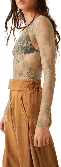 Free People Full Bloom - Sheer Lace Top - Ruched Asymmetrical Top - Lulus