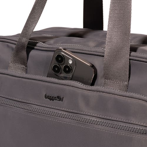 Shop Baggallini Getaway Split Case Duffel Weekender Bag In Smoke Twill