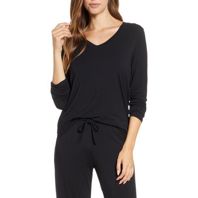 Nordstrom Moonlight V-Neck Long Sleeve Pajama Top, Black