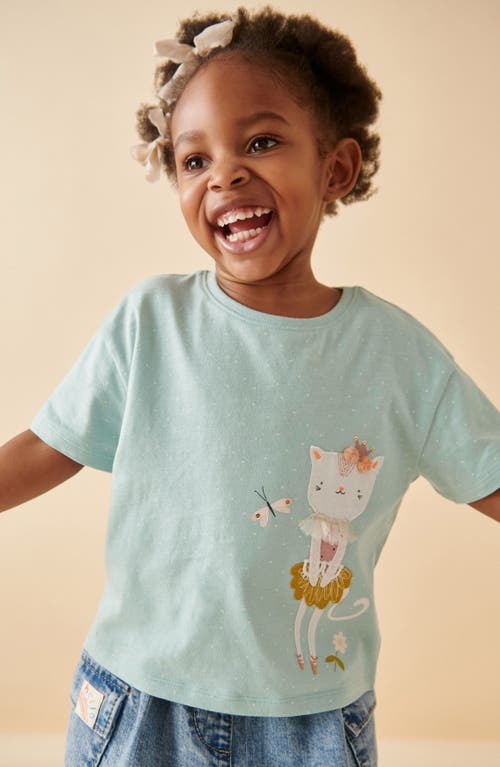 Shop Next Kids' Pretty Cat Appliqué T-shirt In Teal