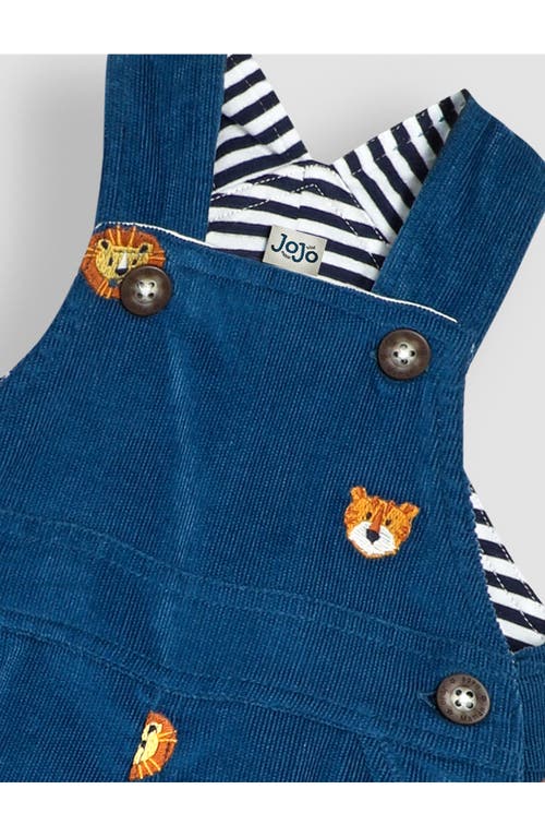 Shop Jojo Maman Bébé Jojo Maman Bebe Safari Animal Embroidered Cotton Corduroy Overalls In Blue