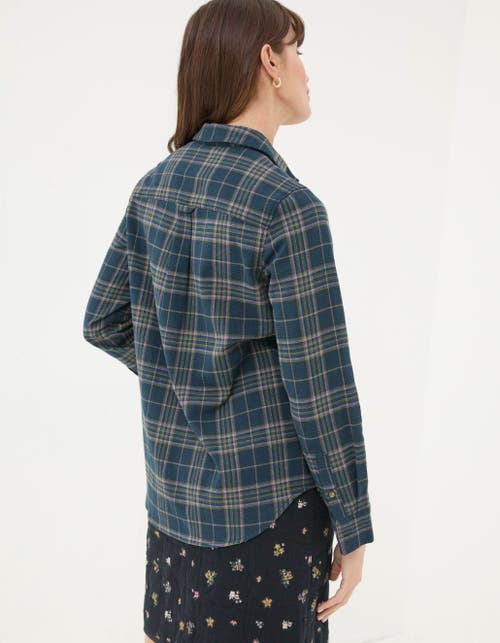 Shop Fatface Olivia Check Shirt In Dark Teal Green