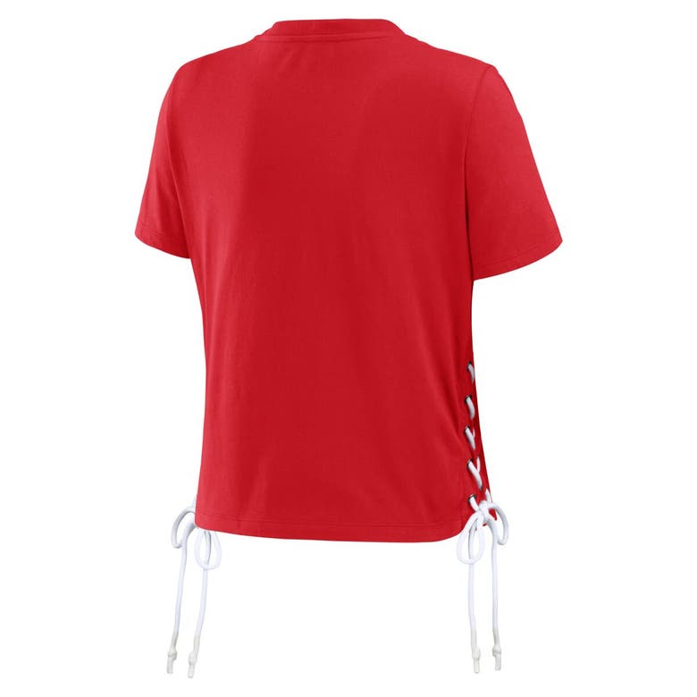 Shop Wear By Erin Andrews Red Los Angeles Angels Side Lace-up Cropped T-shirt