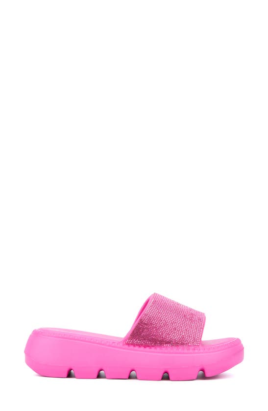 Shop Olivia Miller Glitter Gaze Platform Slide Sandal In Fuchsia