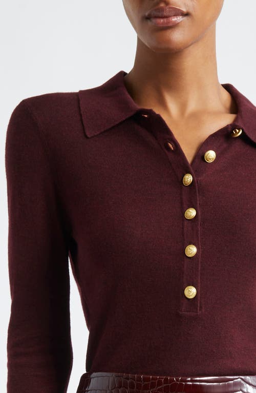 Shop L Agence L'agence Sterling Collar Sweater In Dark Syrah/gold